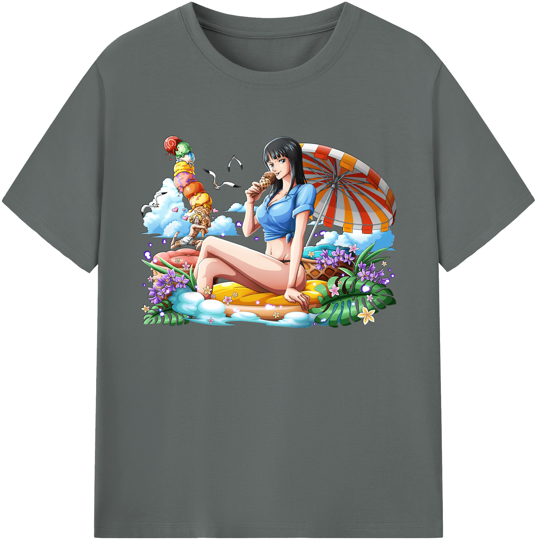 ワンピース ニコ・ロビン ONE PIECE Nico Robin 綿100％ メンズ半袖Tシャツ｜肌触りやわらか＆通気性